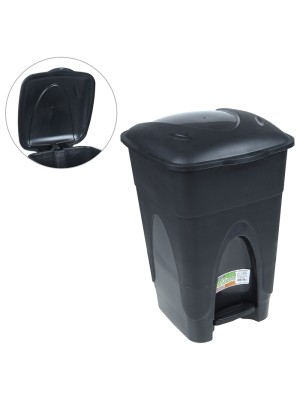 LIXEIRA 65L C/ PEDAL PRETA UN. INJEPLASTEC