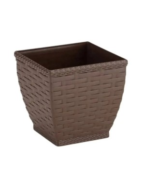 Vaso Cachepô Rattan Quadrado Médio Coffee 13L Elegante e Resistente