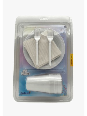 KIT FESTA DESCARTAVEL REDONDO BRANCO C/40PCS UN. FORFEST