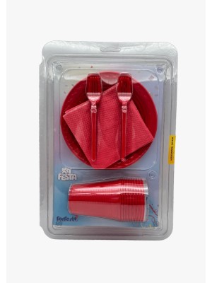KIT FESTA DESCARTAVEL REDONDO VERMELHO C/40PCS UN. FORFEST