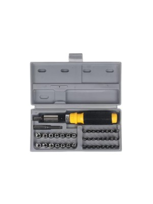 JOGO DE CHAVES INTERCAMBIAVEIS COM SOQUETES/CANHAO E BITS 41PCS C/ MALETA UN.