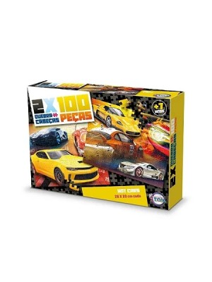 Jogo Quebra Cabeça Infantil Hot Cars 2 Em 1 Puzzle 200 Peças