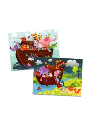 Jogo Quebra Cabeça Infantil A Arca De Noé 2 Em 1 60 Peças Brinquedo Educativo 