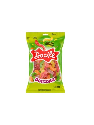 BALA DE GOMA MINHOCA AZEDINHA 600G UN. DOCILE