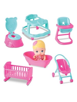Boneca Little Dolls Diver Toys Casinha Com 6 Brinquedos