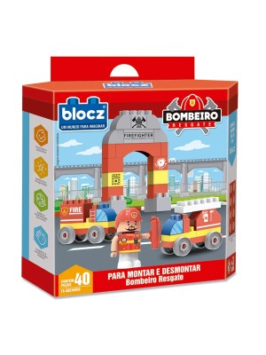 KIT BLOCOS + BONECO BOMBEIRO UN. ZUCATOYS