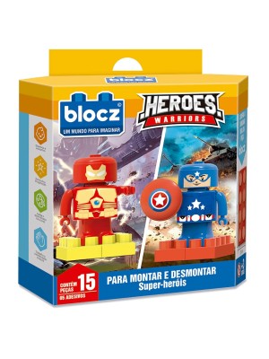 DUPLA BONECOS IRON BLOCZ + CAPTAIN BLOCZ UN. ZUCATOYS