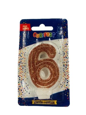 VELA SUPER NUMERO SIMPLES ROSE N 6 - (4229) UN. CURIFEST