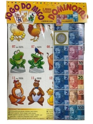 Jogo Mico Dominotás Infantil Educativo com Dominó e Dinheiro de Brincar Ideal para Aprendizado, Raciocínio Lógico, Matemática e Diversão em Família