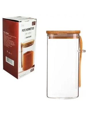 POTE HERMETICO DE VIDRO COM COLHER 380ML UN. FU XING