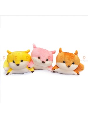 Brinquedo de Pelúcia Raposa 26cm para Cachorro Macio Interativo com Apito Ideal para Filhotes e Cães Pequenos
