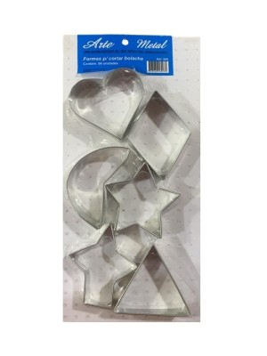 Formas Inox p/ Cortar Bolacha e Cookie – 6 Peças Sortidas Duráveis p/ Confeitaria Artesanal