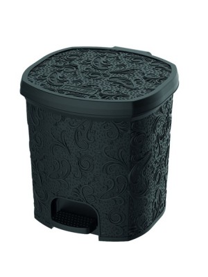CESTO PEDAL 8L REDONDO FLORAL PEQUENO PRETO UN.