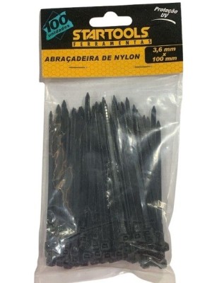 ABRACADEIRA DE  NYLON PRETA 3,6X100MM PCT C/100 UN