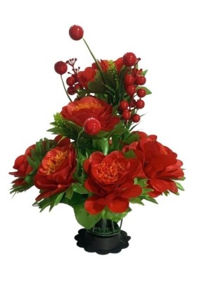 ROSA COM CEREJA 30CM UN. ARTIFICIAL CORES SORTIDAS MINI BUQUET TOP IMPORTADORA