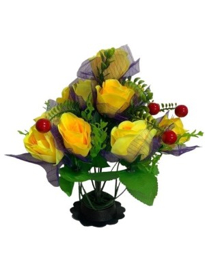 ARRANJO ROSA ARTIFICIAL 30CM CORES SORTIDAS MINI BUQUE UN. TOP IMPORTADORA