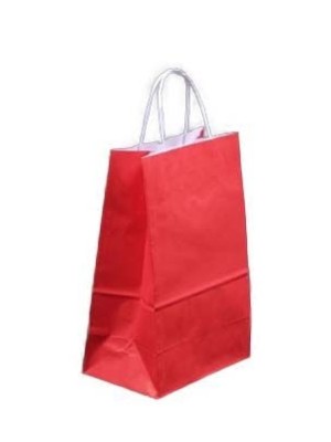 SACOLA DE PAPEL P VERMELHA COM ALÇA TORCIDA 18X10X22CM UN.