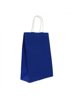 SACOLA DE PAPEL M 23X10X32CM UN. AZUL BIC COM ALÇA TORCIDA UN.