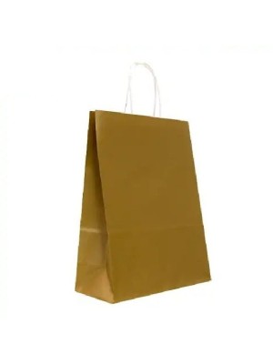 Sacola Papel Kraft Colorido M 23x30x10cm Ouro Metalizado