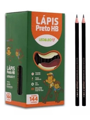 LAPIS GRAFITE HB RESINA PRETO REDONDO CX C/144 UN.