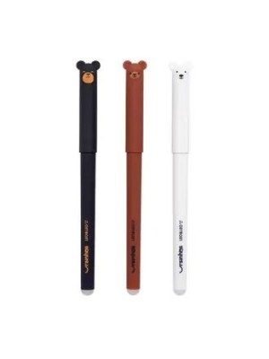 CANETA APAGAVEL GEL 0.7MM UN. URSINHOS AZUL/PRETA/VERMELHA