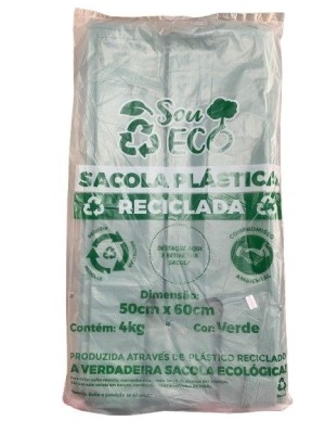 SACOLA RECICLADA 50X60X0,06CM 4KG VERDE UN.