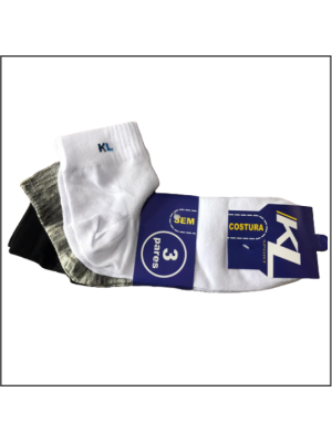 MEIA MASCULINA S/COSTURA KIT C/3 PARES 38/42