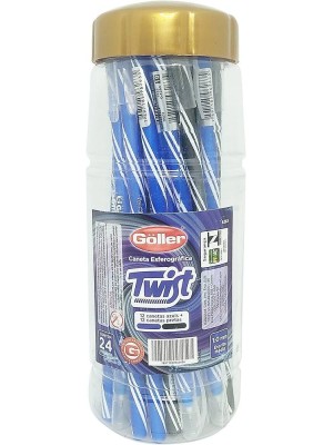 CANETA ESFEROGRAFICA POTE C/24PCS TWIST 1.0MM UN.
