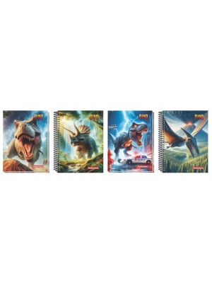 CADERNO ESPIRAL 96FLS CD ¼ DINO