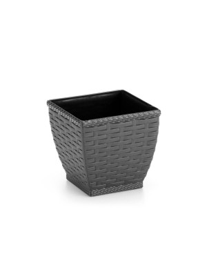Vaso Cachepo Rattan m2 Quadrado 850ml Preto– Decoração Sofisticada para Casa e Jardim