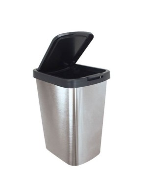 LIXEIRA 9 LTS C/TAMPA LABEL INOX UN.