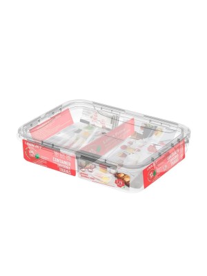 POTE DE PLASTICO 1,75L TRANSPARENTE PRIME COM DIVISÓRIA TAMPA COM 4 TRAVAS UN. 