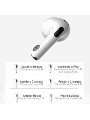 Fone de Ouvido Bluetooth Sem Fio Kaidi TWS KD-789 com Microfone Integrado, Som Surround Premium e Autonomia de 6 Horas