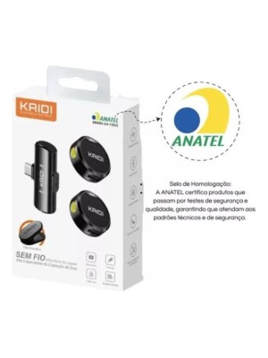 “Microfone de Lapela Sem Fio Duplo Kaidi KMF4-C USB-C