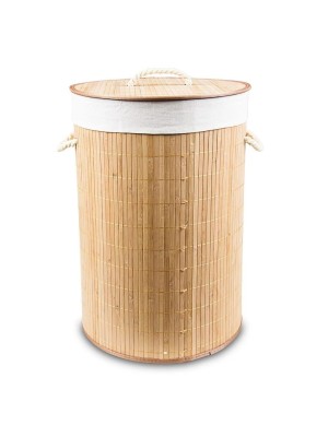 CESTO ORGANIZADOR DE ROUPA C/TAMPA BAMBU 35X57CM UN.