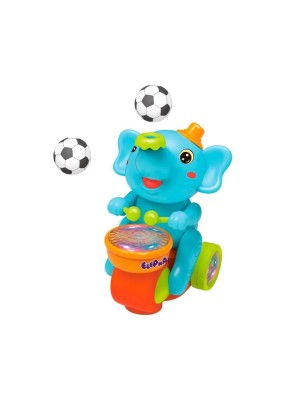 Elefante Musical Interativo Com Luzes Sons Batendo Tambor Assopra Bola Colorido