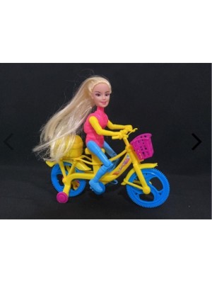 Boneca Com Bicicleta Ciclista Pedala Brinquedo De Fricção Colorida