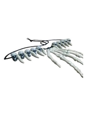 Colar Halloween Caveira com Pingente de Dente – Acessório de Fantasia Assustador para Adultos e Crianças