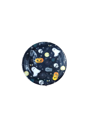 Prato de Papel Halloween Sombrio 18cm c/8pcs Decoração Festa Temática Infantil e Adulto