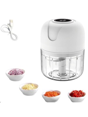 Mini Processador Elétrico Moedor Carne Vegetais Alho Fruta Amendoim USB 250ml
