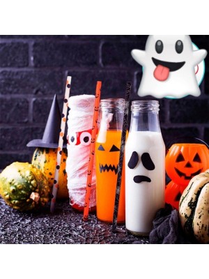 Canudo de Papel Halloween c/12 Peças – Canudos Biodegradáveis Decorativos para Festas Temáticas e Bebidas