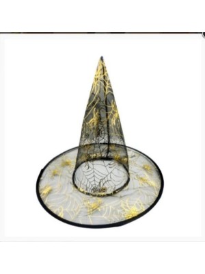 Chapéu de Bruxa Preto Simples 38x35cm Fantasia Halloween Teatro e Cosplay