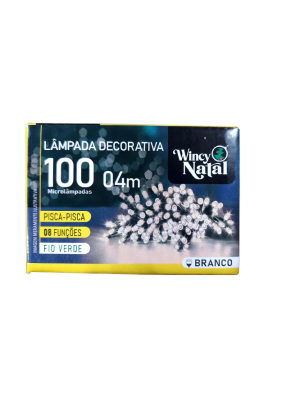 Pisca Arroz Branco Quente com Controle 8 Funções para Decoração e Enfeite de Arvore de Natal