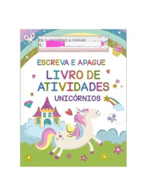 Livro Escreva e Apague Unicórnios 28x22cm em Papel 