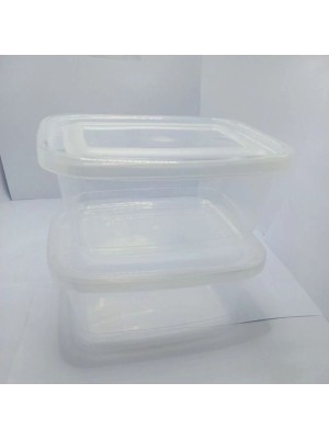 Conjunto Kit 2 Potes de Plástico Retangular Organizador Alimentos Marmita 1300ml