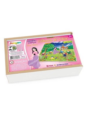 Quebra Cabeça Infantil Branca De Neve 30 Peças Mdf C/ Estojo