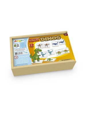Jogo Da Memoria Dinos Animais em MDF com Estojo de Madeira