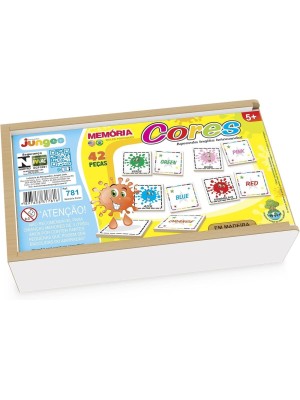 Jogo da Memoria Nome das Cores Ingles/Portugues em MDF com Estojo em Madeira