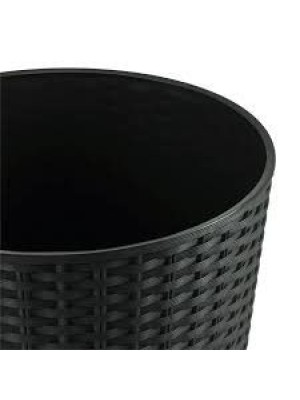 Vaso Rattan Grande 22L Redondo Preto – Elegância e Resistência para Decoração e Jardim