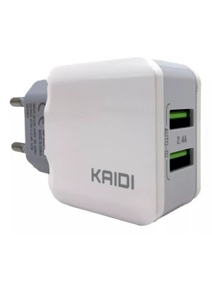 Carregador de Parede Kaidi KD-301C 12W Bivolt com 2 Saídas USB e Tipo-C – Fonte Compacta Rápida e Segura para Celulares e Tablets